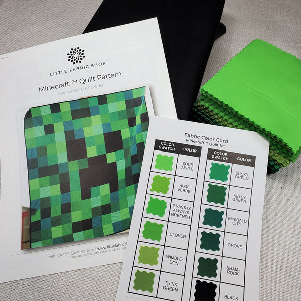 Minecraft Creeper Quilt Fabric Bundle Little Fabric Shop