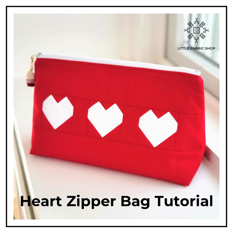 Heart Zipper Bag Tutorial | Little Fabric Shop Free Pattern