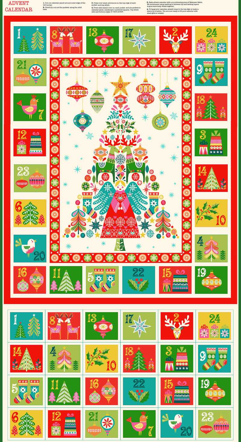 Christmas Brights Advent Panel | Makower UK | Sewing DIY Advent Calendar Panel | Andover Fabrics