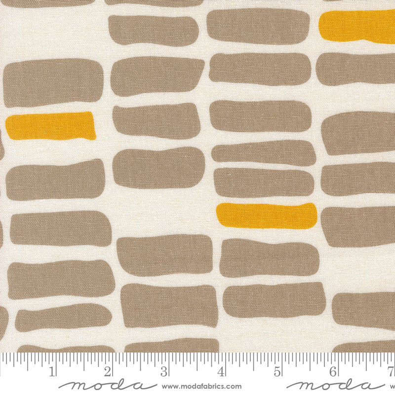 Urban Whisper | Zen Chic | Mochi Linen - Brick Geometric Brushstrokes White | Moda