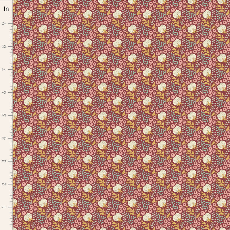 Sanctuary | Tilda Fabrics | Cottonfield - Maroon