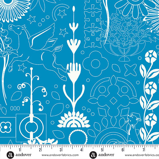 Sun Print 2025 | Alison Glass | Cameo - Blue Jay | Andover Fabrics