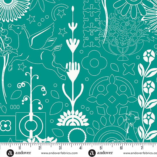 Sun Print 2025 | Alison Glass | Cameo - Peacock | Andover Fabrics