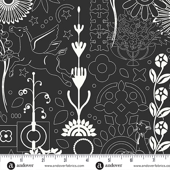 Sun Print 2025 | Alison Glass | Cameo - Raven | Andover Fabrics