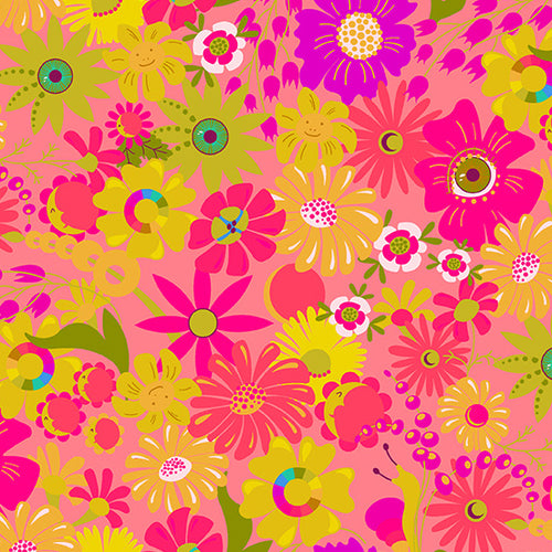Between | Alison Glass | Open Eyed - Salmon | Andover Fabrics