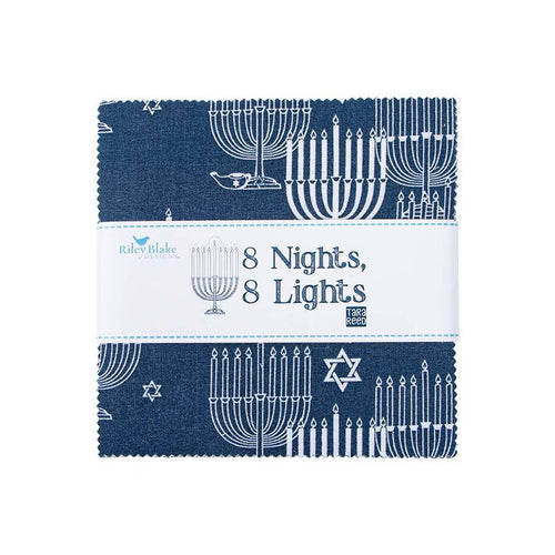 8 Nights, 8 Lights | 5" Charm Pack | Riley Blake Designs | Tara Reed | Hanukkah Fabric