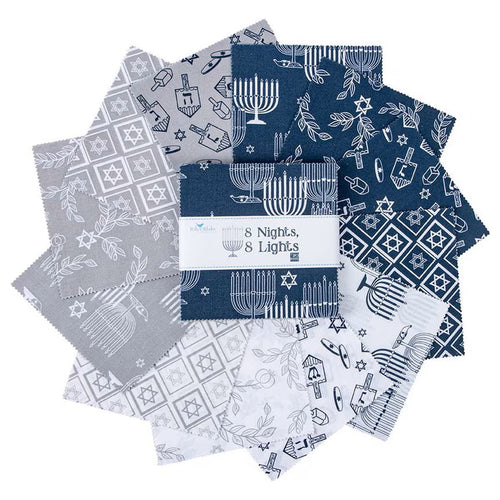 8 Nights, 8 Lights | 5" Charm Pack | Riley Blake Designs | Tara Reed | Hanukkah Fabric