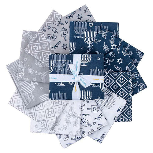 8 Nights, 8 Lights | Riley Blake Designs | Fat Quarter Bundle | Hanukkah Fabric Collection