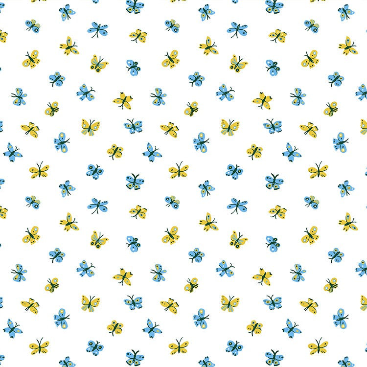 Garden Jubilee | Phoebe Wahl | Butterflies - White | FIGO Fabrics