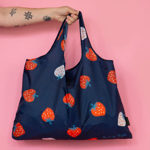 Pocket Shopper Strawberry | Meori | Ruby Star Society | Nylon | Gift | Stocking Stuffer | Navy