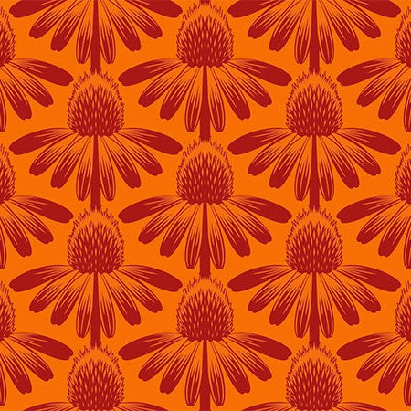 Indelible | Anna Maria Textiles | Coneflowers - Tangerine | Northcott Fabrics