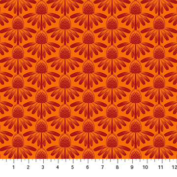 Indelible | Anna Maria Textiles | Coneflowers - Tangerine | Northcott Fabrics