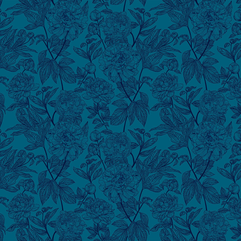 Indelible | Anna Maria Textiles | Peony - Ocean | Northcott Fabrics