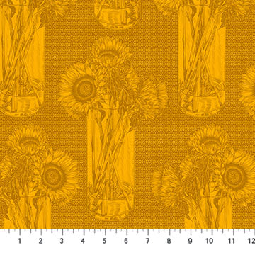 Indelible | Anna Maria Textiles | Sunflowers - Saffron | Northcott Fabrics