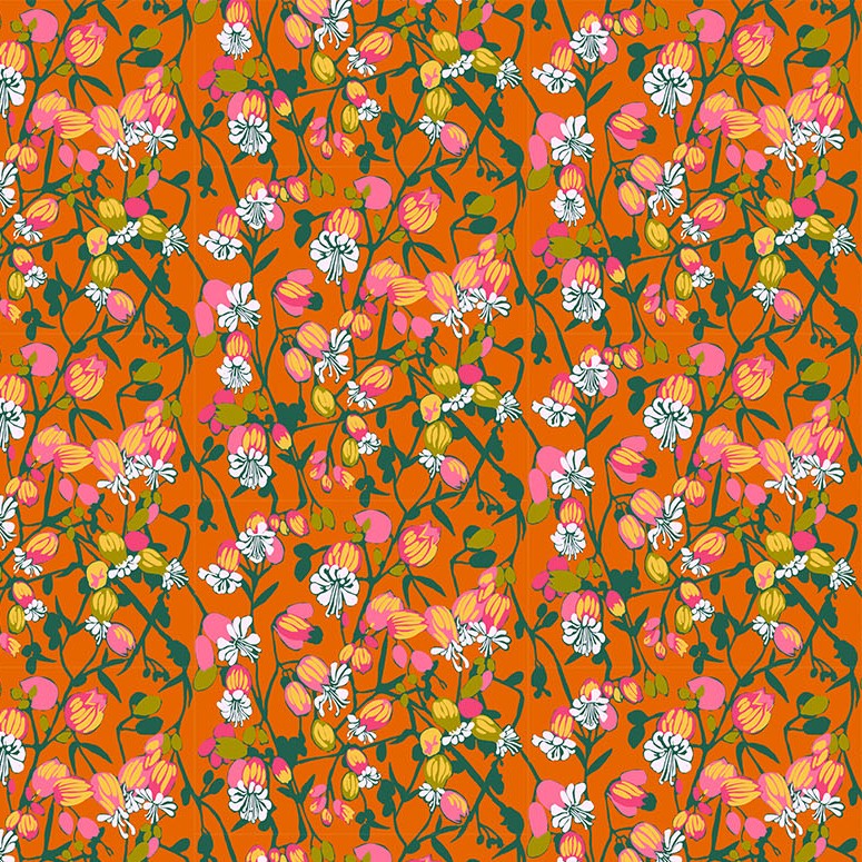 Jumpstart | Anna Maria Textiles | Silene - Tangerine | Northcott Fabrics