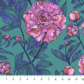 Indelible | Wideback 108" | Anna Maria Textiles | Peony - Jade | Northcott Fabrics