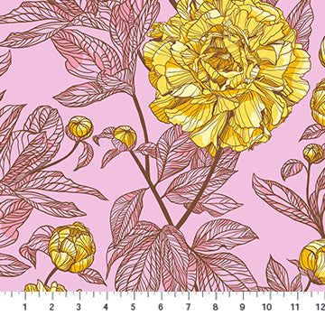 Indelible | Wideback 108" | Anna Maria Textiles | Peony - Sunshine | Northcott Fabrics