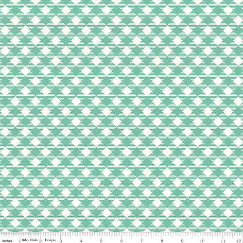 Bee Gingham | Lori Holt | 3/8" Diagonal Seaglass | Riley Blake Designs