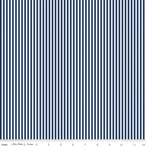 Stripes | Riley Blake Designs | 1/8" Navy