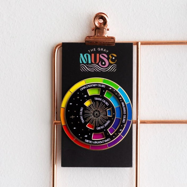 Color Wheel - Black Enamel Pin | The Gray Muse – Little Fabric Shop