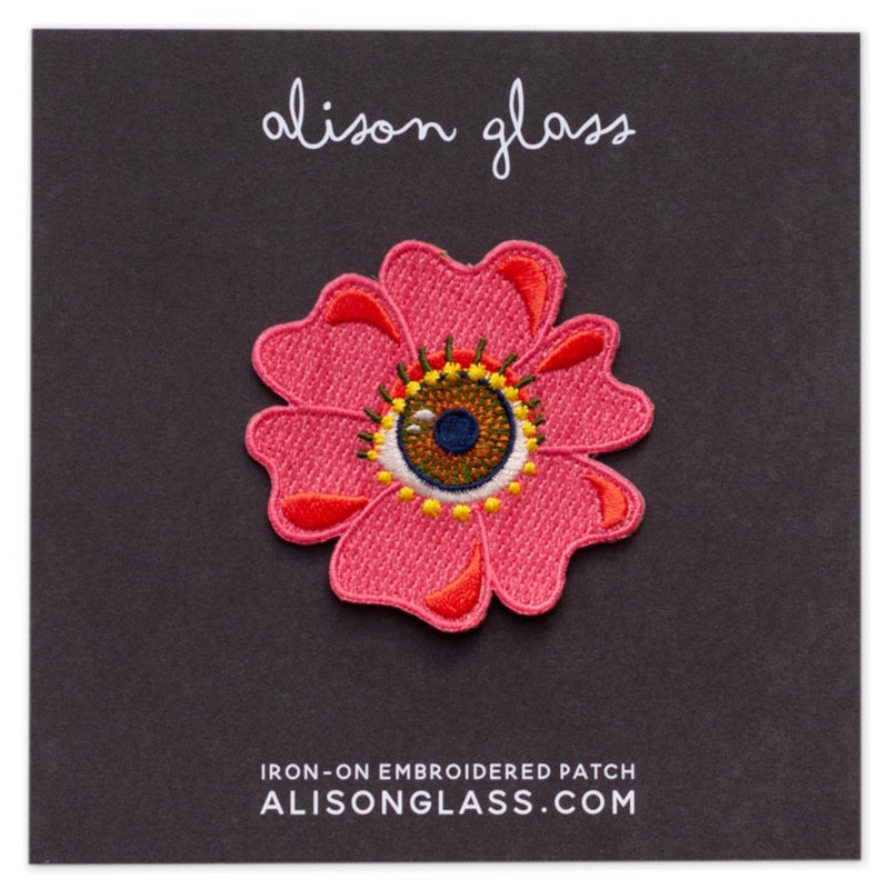 Eye Flower Salmon Embroidered Patch | Alison Glass