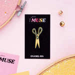 Floral Scissors Interactive in Gold Enamel Pin | The Gray Muse