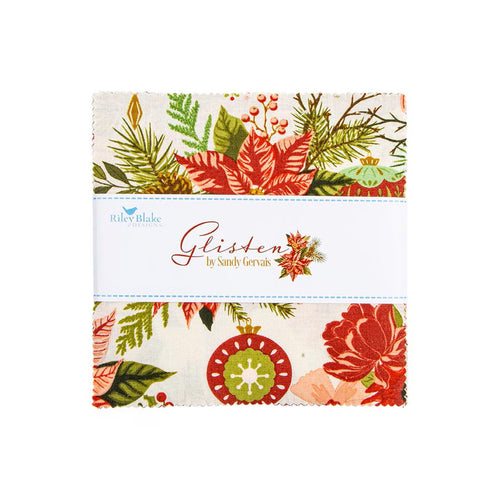 Glisten | 5" Charm Pack | Riley Blake Designs | Sandy Gervais | Christmas Holiday Fabric Collection
