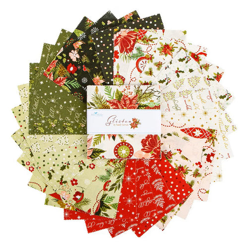 Glisten | 5" Charm Pack | Riley Blake Designs | Sandy Gervais | Christmas Holiday Fabric Collection
