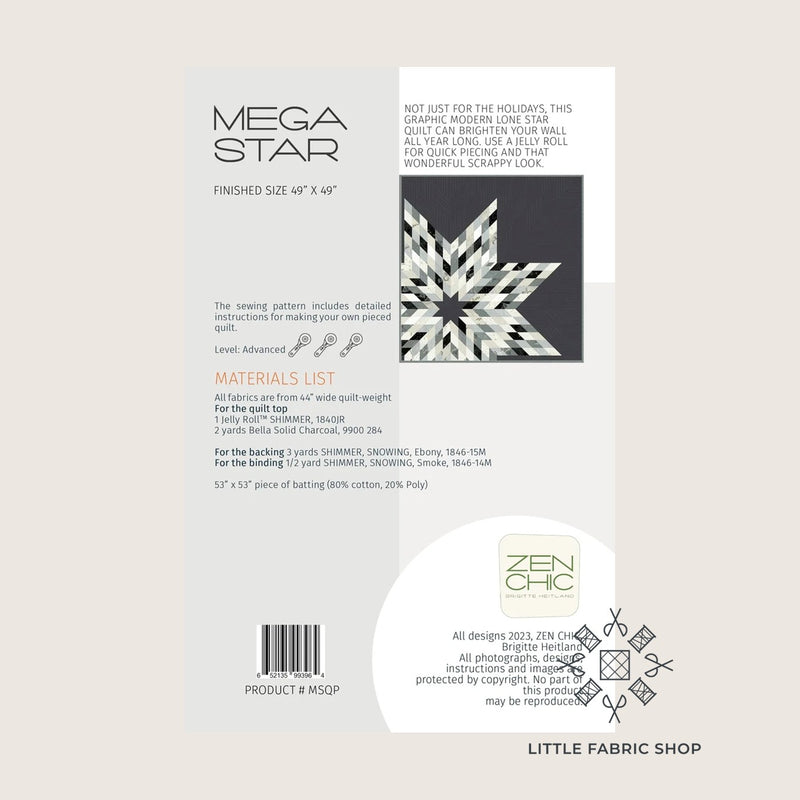 Mega Star | Quilt Pattern | Zen Chic | Jelly Roll Quilt