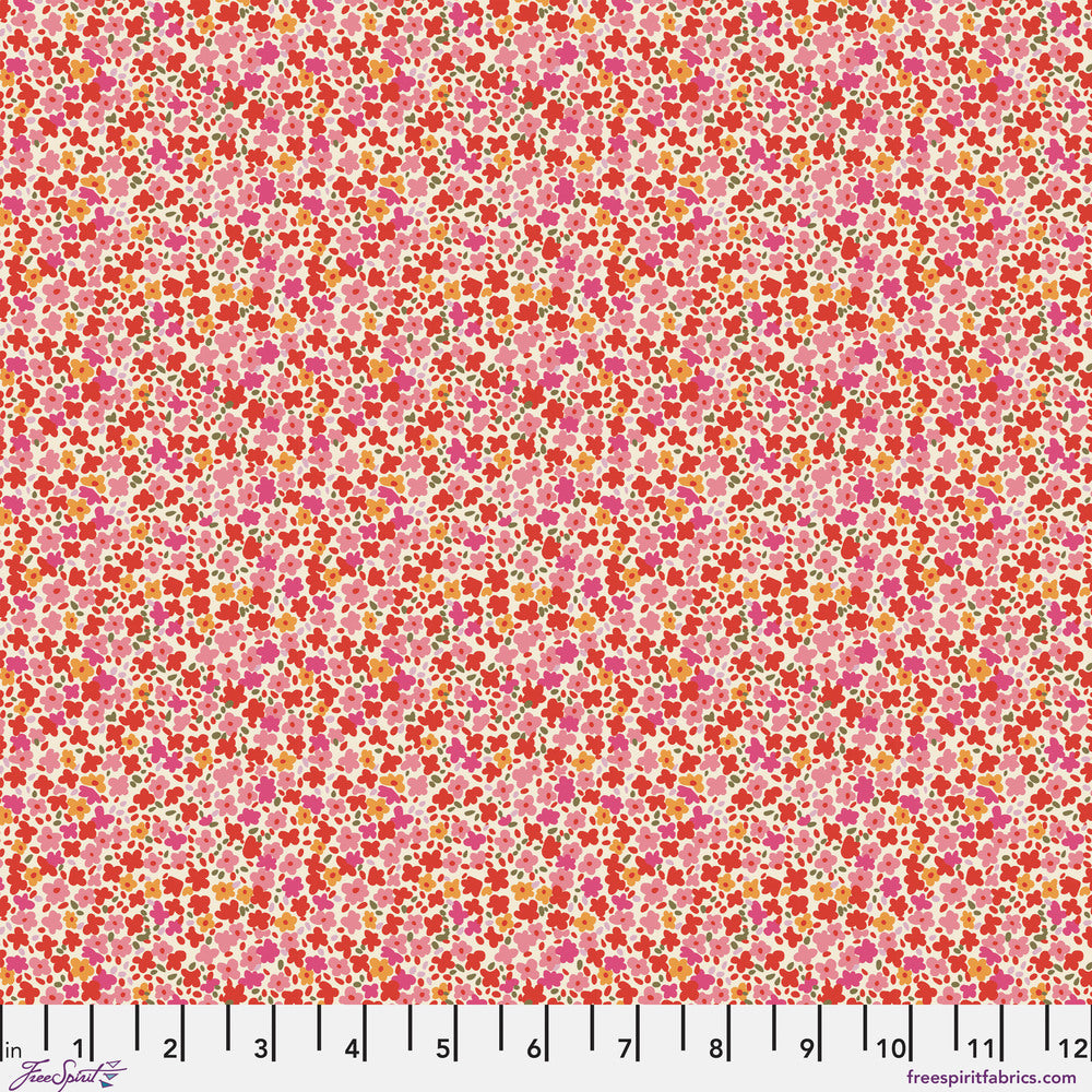 Small floral pattern with pink and orange flowers on a pink background | Petite Prints | August Ellery | Ditsy - Rosehip