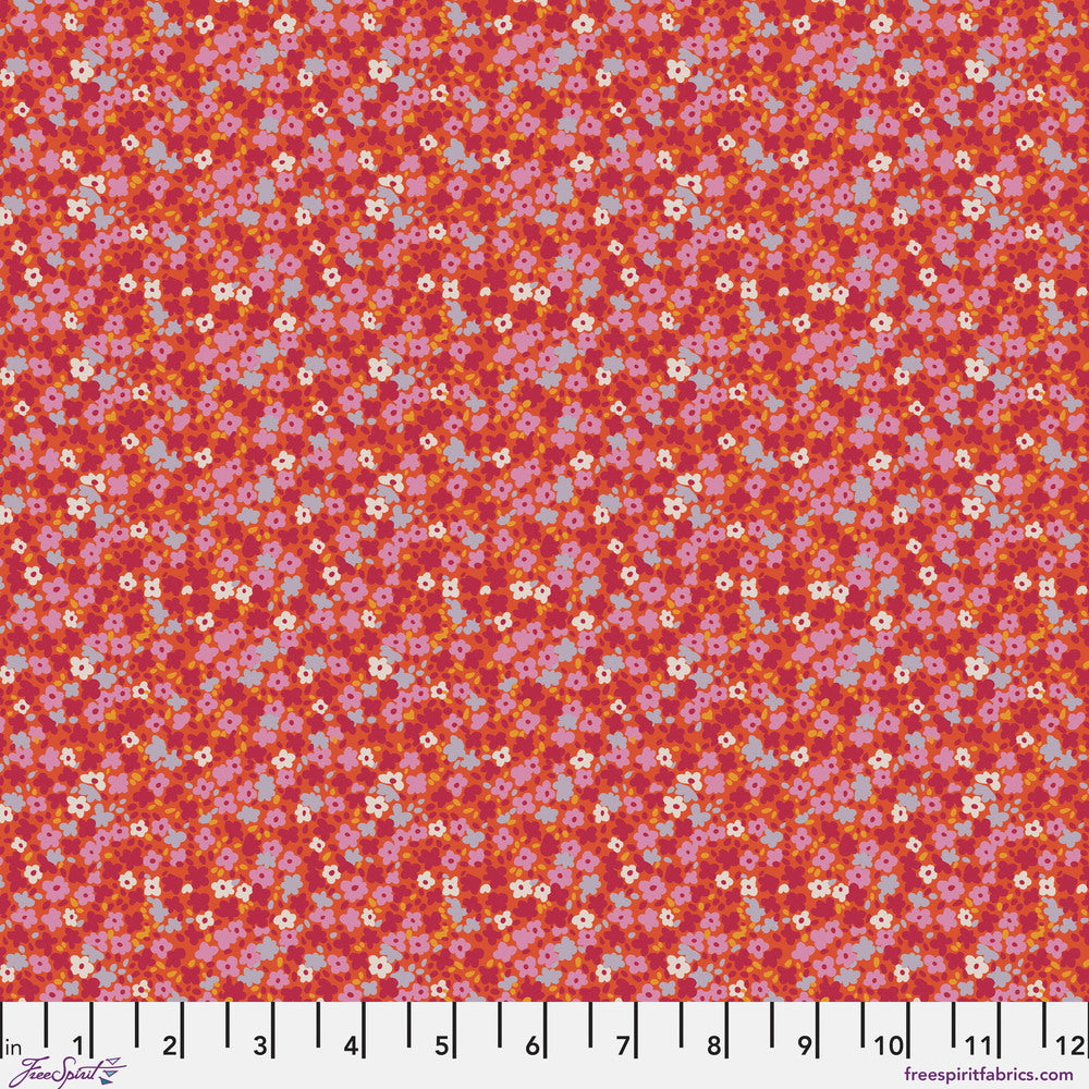 Small floral pattern on a red background | Petite Prints | August Ellery | Ditsy - Watermelon