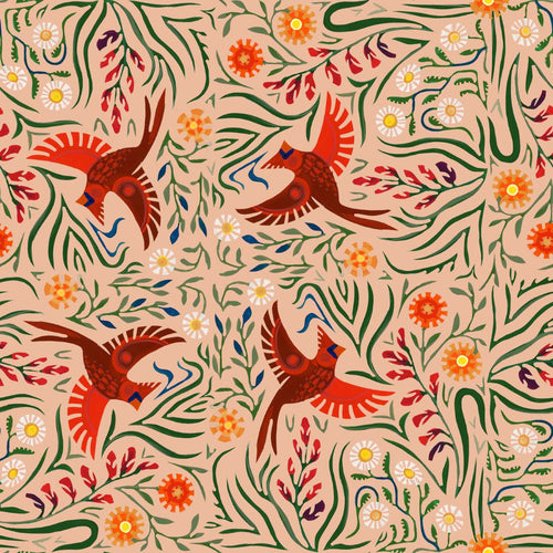 Backyard Wonder | Adam Trest | Carefree Cardinals - Pink | FreeSpirit Fabrics