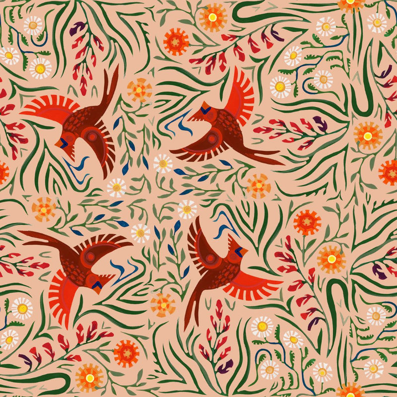 Backyard Wonder | Adam Trest | Carefree Cardinals - Pink | FreeSpirit Fabrics