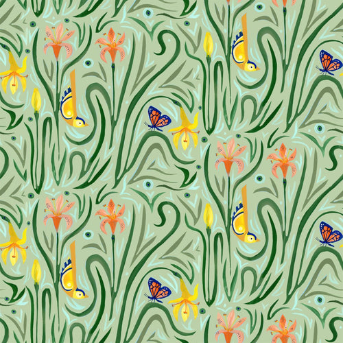 Backyard Wonder | Adam Trest | Daylily Dance - Green | FreeSpirit Fabrics