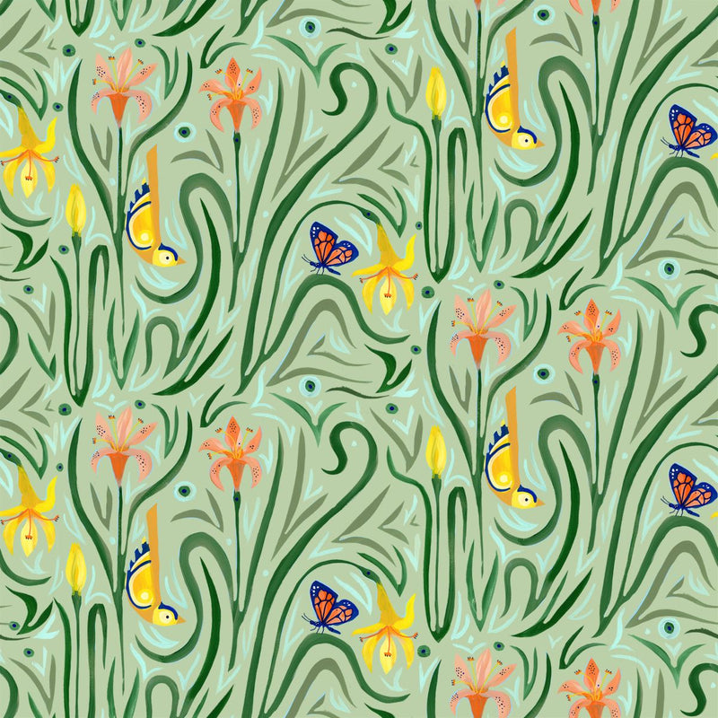 Backyard Wonder | Adam Trest | Daylily Dance - Green | FreeSpirit Fabrics