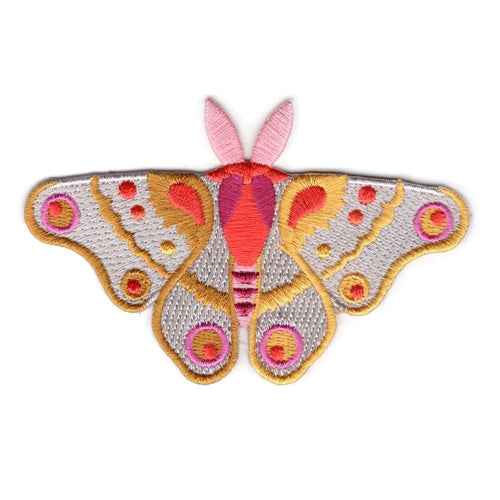 Pink & Gold Moth Embroidered Patch | Alison Glass
