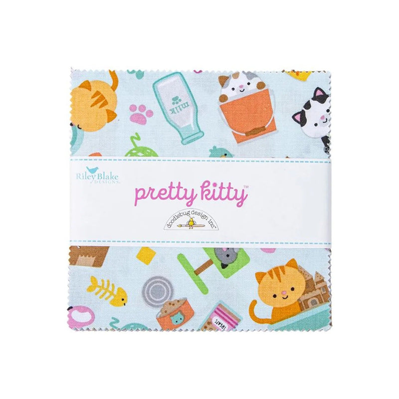 Pretty Kitty | 5" Charm Pack | Riley Blake Designs | Doodlebug Design