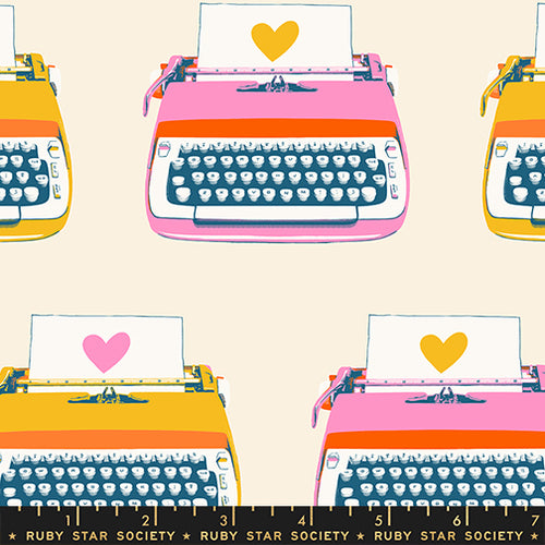 Best Day Ever | Ruby Star Society | Typewriters - Natural | Moda Fabrics
