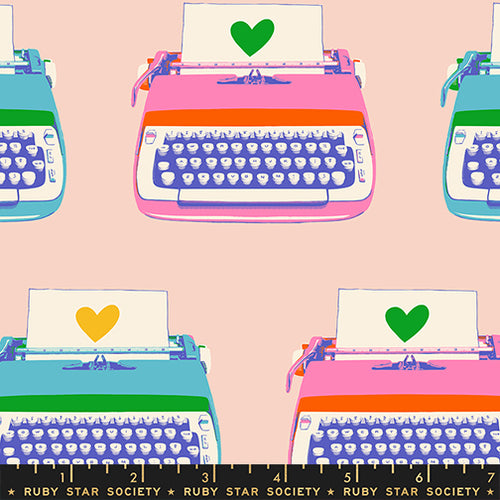 Best Day Ever | Ruby Star Society | Typewriters - Vintage Pink | Moda Fabrics