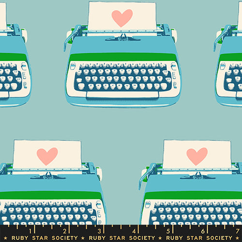 Best Day Ever | Ruby Star Society | Typewriters - Turquoise | Moda Fabrics
