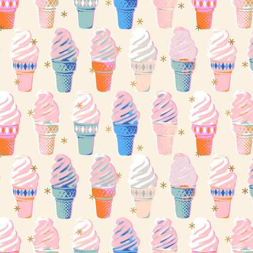 Best Day Ever | Ruby Star Society | Ice Cream - Metallic Natural | Moda Fabrics