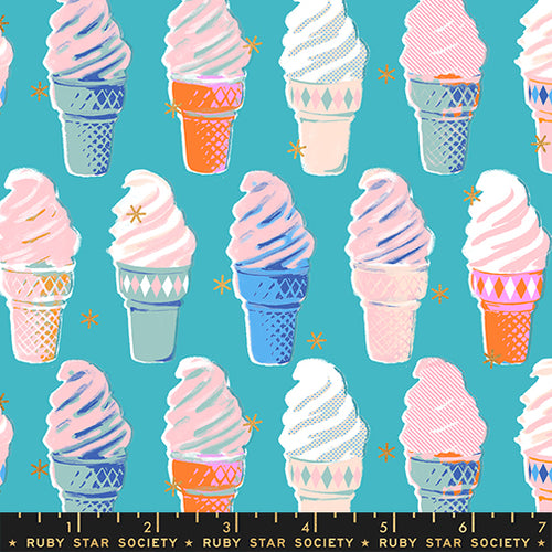 Best Day Ever | Ruby Star Society | Ice Cream - Metallic Dark Turquoise | Moda Fabrics