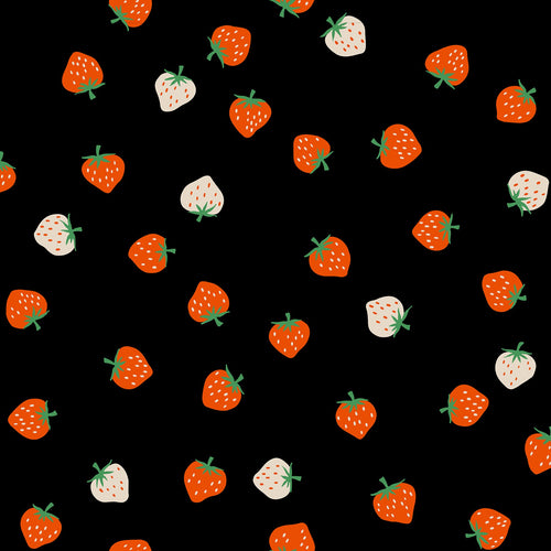 Strawberry | Ruby Star Society | Strawberry Toss - Black | Kimberly Kight | Moda Fabrics