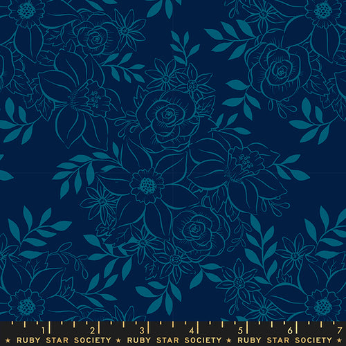 Winterglow | Ruby Star Society | First Bloom - Navy | Moda Fabrics