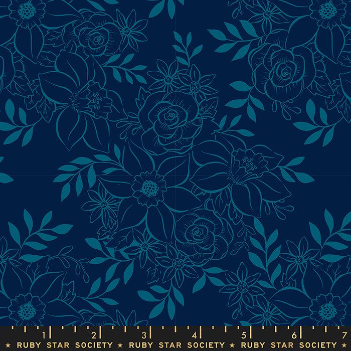 Winterglow | Ruby Star Society | First Bloom - Navy | Moda Fabrics