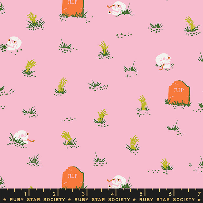 Tiny Frights | Ruby Star Society | Glow In The Dark | Graveyard - Peony | Moda Fabrics