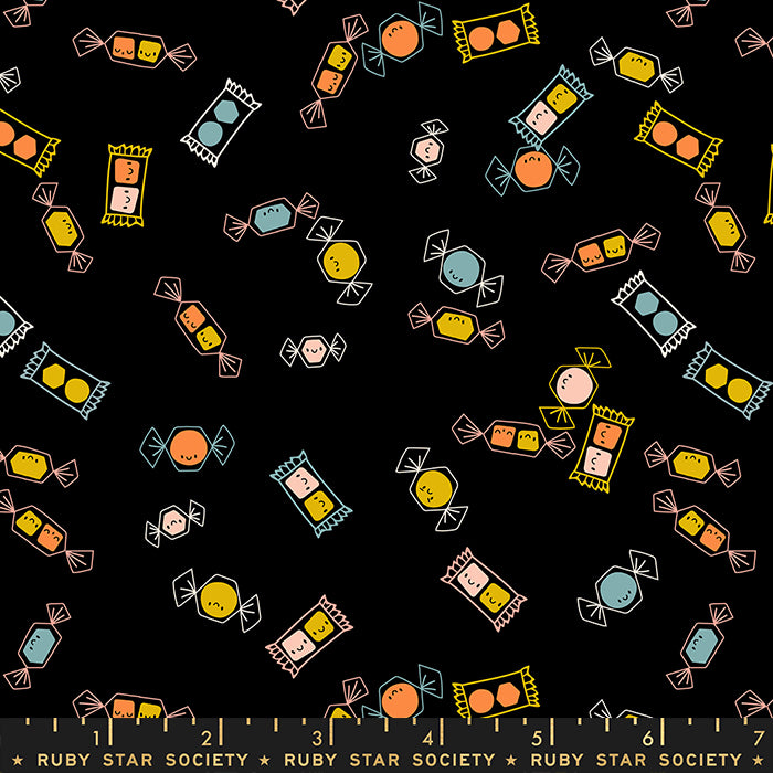 Tiny Frights | Ruby Star Society | Tossed Candy - Black | Moda Fabrics