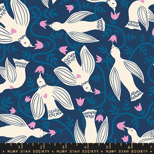 Endpaper | Ruby Star Society | Hummingbirds - Bluebell | Jen Hewett | Moda Fabrics