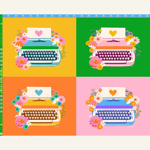 Best Day Ever | Ruby Star Society | Typewriter Panel - Multi | Moda Fabrics