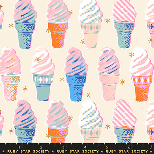 Best Day Ever | Ruby Star Society | Ice Cream - Metallic Natural | Moda Fabrics